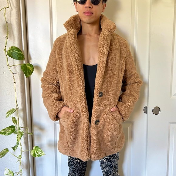 Jackets & Blazers - Tan Teddy Long Coat